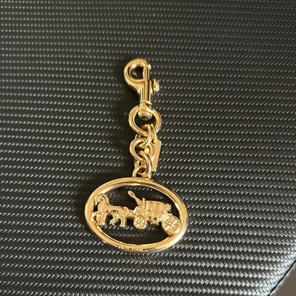 Coach Gold Horse and Carriage Keychain